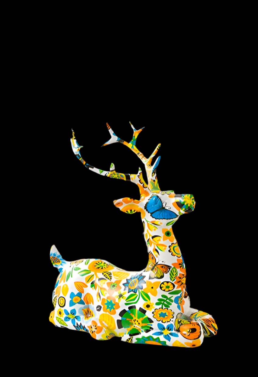 Deko Figur Hirsch im modernen Art Design, farbenfrohe Deko für exklusive Wohnräume
