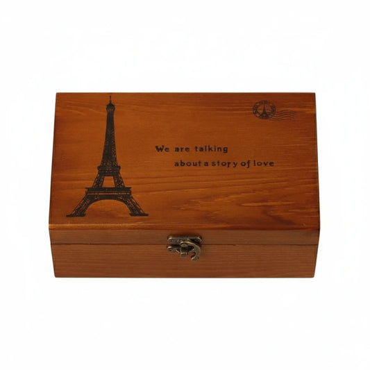 Holzkiste mit Eiffelturm  Motiv - dekorative Aufbewahrungsbox für Näh- und Bastelzubehör