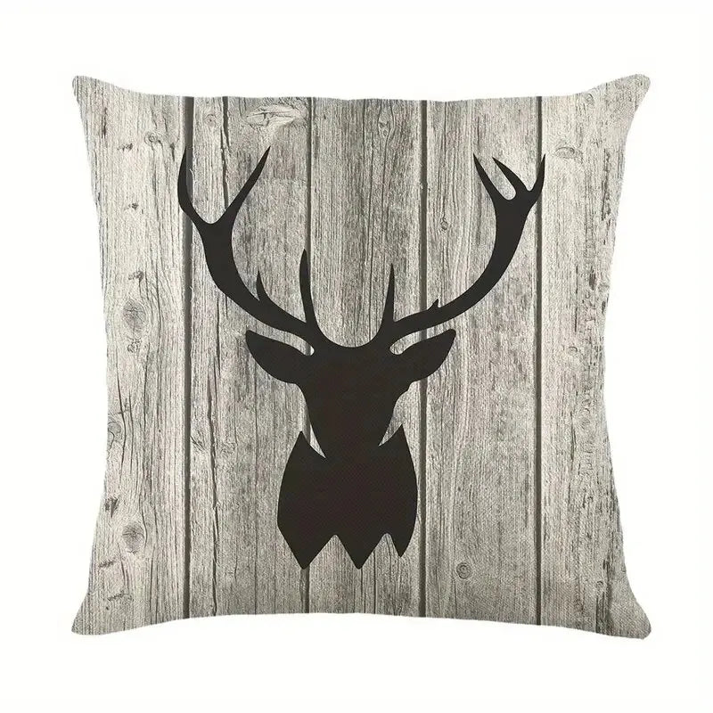 Stilvoller Kissenbezug mit Hirschmotiv im modernen Design, 45x45 cm, aus pflegeleichtem, langlebigem Stoff – perfekt für eine kreative und naturnahe Dekoration.